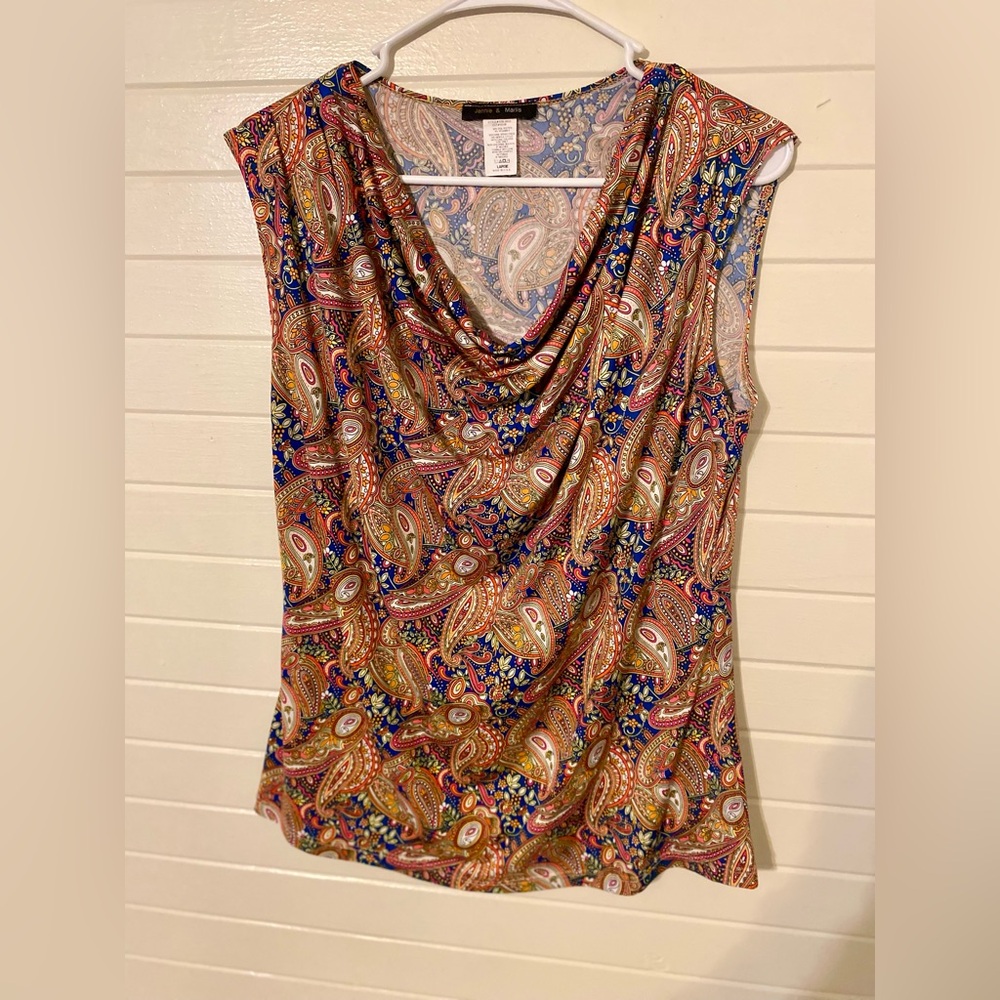 Jennie & Marlis Paisley Cowl Neck Blouse